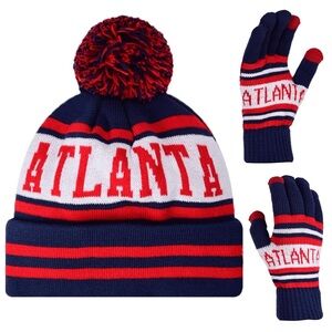 🎄XMAS3 - Atlanta Winter Hat and Gloves Set - Red and Blue